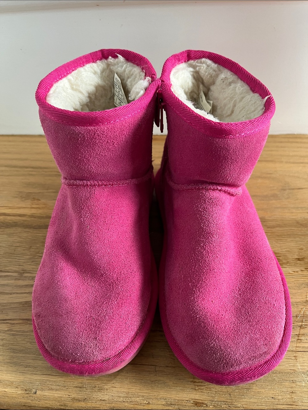 Koolaburra Kids Bright Pink Suede Shearling Boots